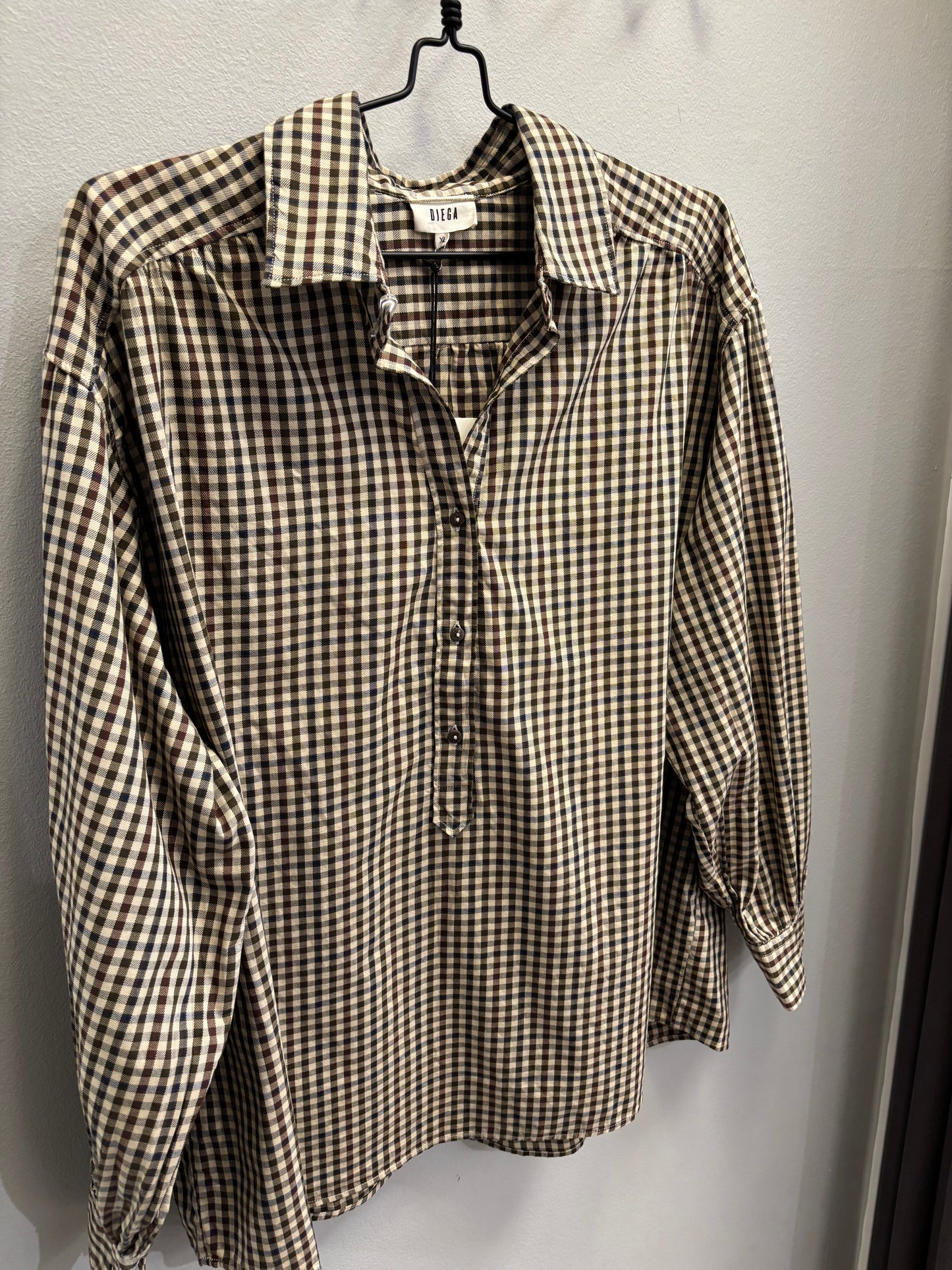 Diega - Calbiza Shirt, Kaki/Ecru/Blue