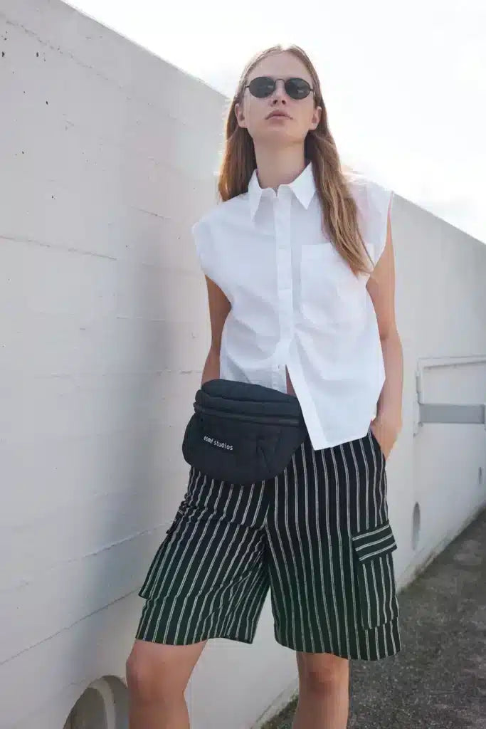 Esmé Studios - ESKasia Shorts, Black Pinstripe