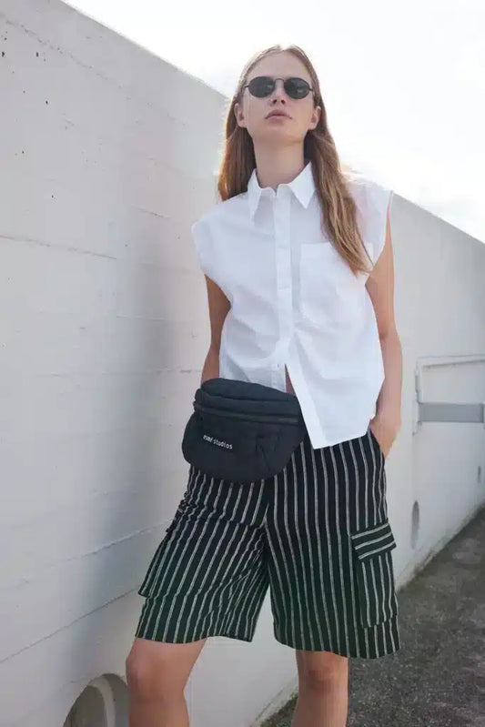 Esmé Studios - ESKasia Shorts, Black Pinstripe