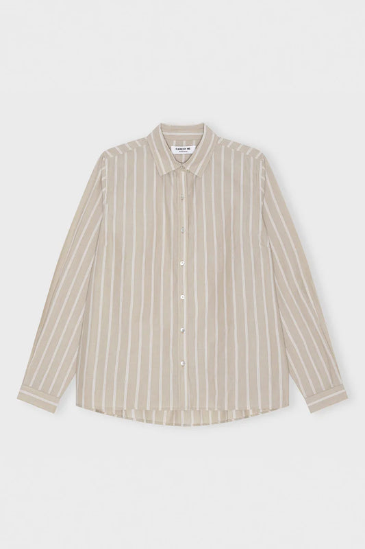 Care by me - Laura Classic Shirt, Sand/Pure White Stripe