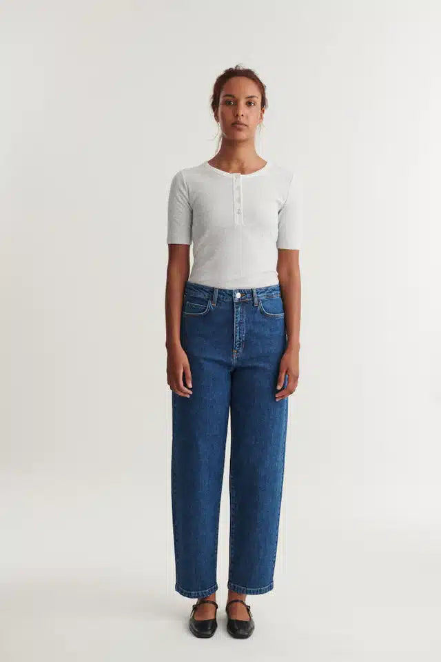 Basic Apparel - Ludmilla SS Granddad, Light Grey Mel.