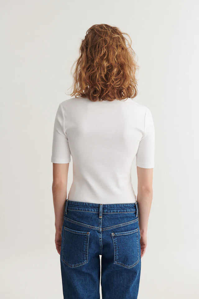 Basic Apparel - Ludmilla SS Granddad, Bright White