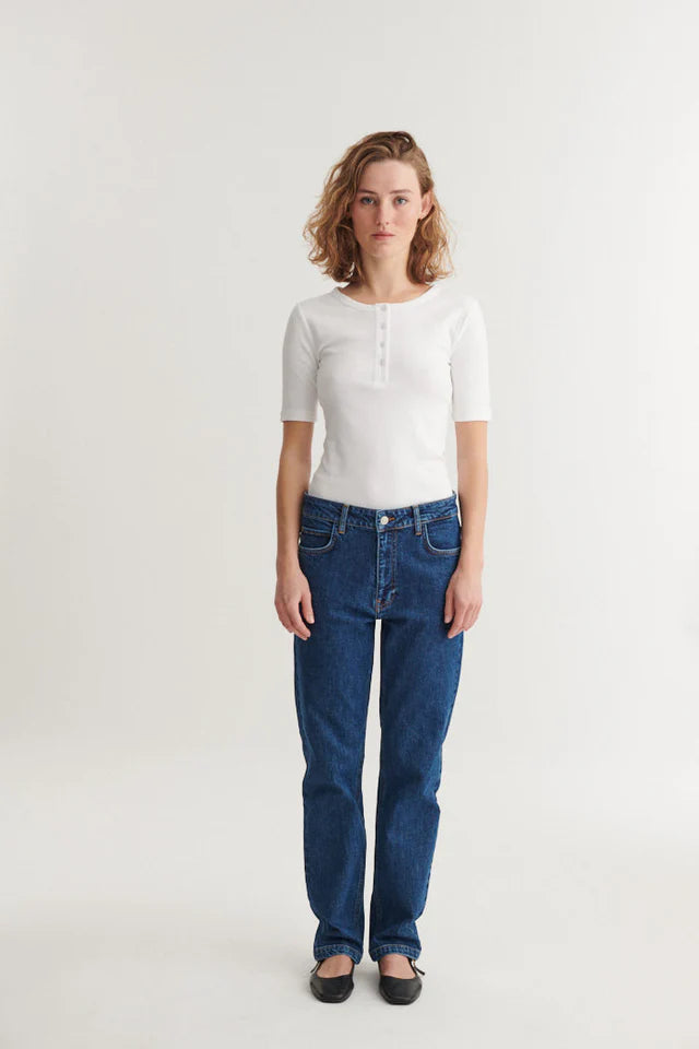 Basic Apparel - Ludmilla SS Granddad, Bright White