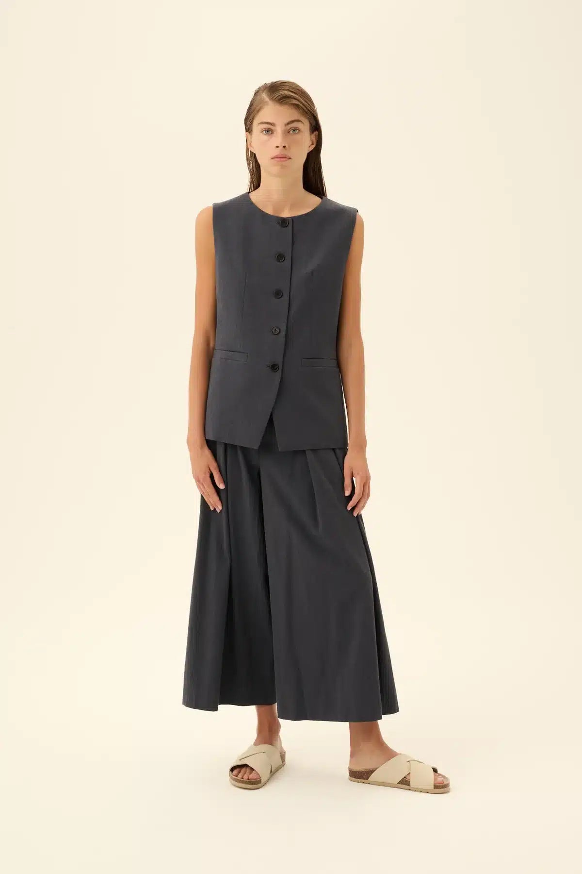 Rue De Tokyo - Perle Tailoring Pants, Dark Grey
