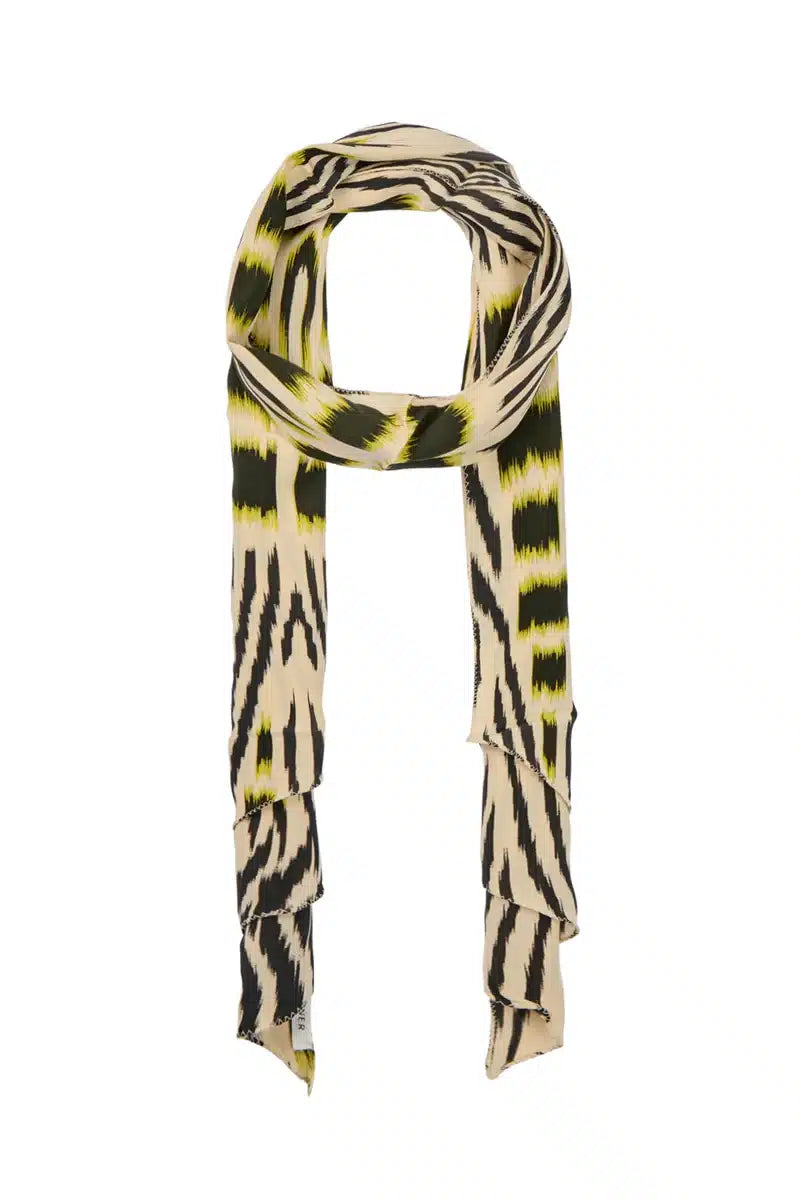 Rabens Saloner - Tatiana Ikat Tie Scarf, Citrus/Black/Ivory