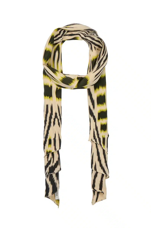 Rabens Saloner - Tatiana Ikat Tie Scarf, Citrus/Black/Ivory