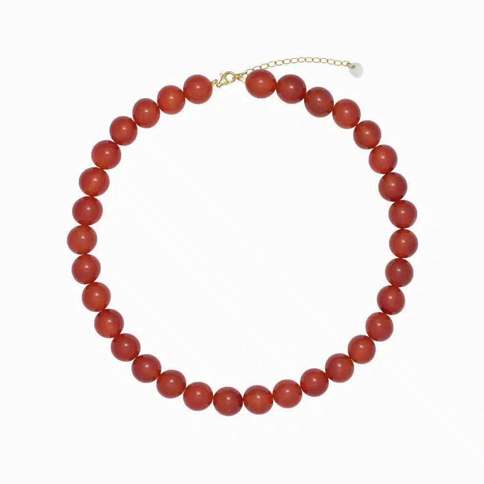 Soï - Krystal Halskæde Chunky, Faro Red Jade