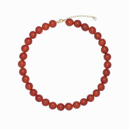 Soï - Krystal Halskæde Chunky, Faro Red Jade