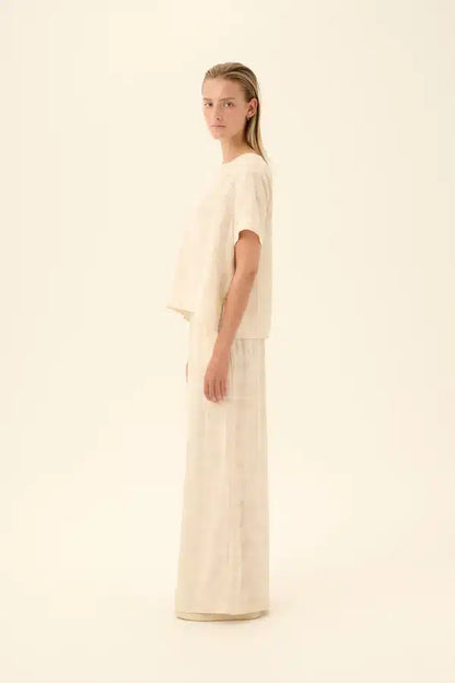 Rue De Tokyo - Selin Viscose Linen Blouse, Cream