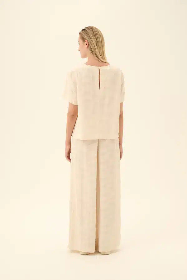 Rue De Tokyo - Selin Viscose Linen Blouse, Cream