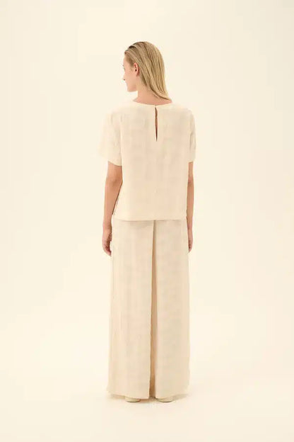 Rue De Tokyo - Selin Viscose Linen Blouse, Cream