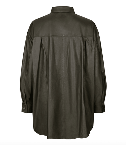 Munderingskompagniet - Agnes Thin Leather Shirt, Dark Green