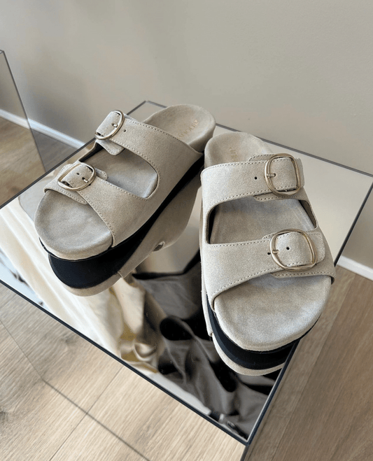 Anonymous Cph - Idith Footbed Calf Suede, Cream Powder