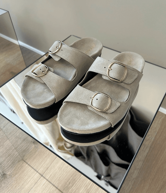 Anonymous Cph - Idith Footbed Calf Suede, Cream Powder