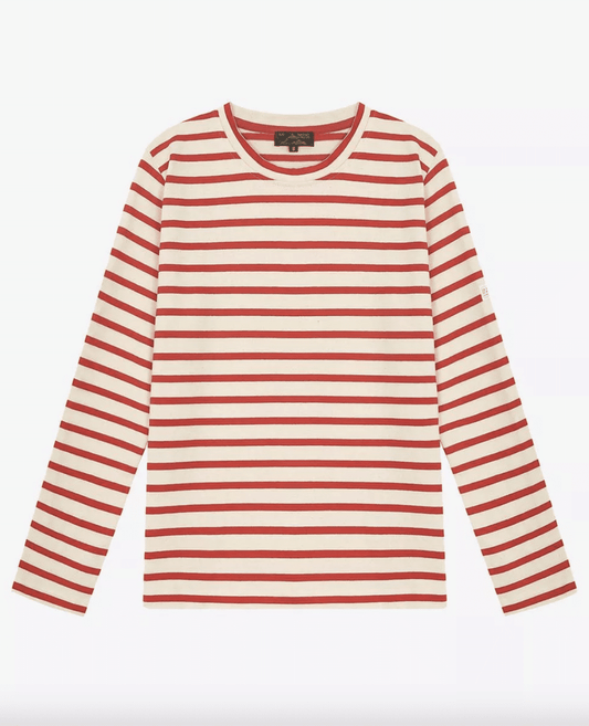 Le Mont Saint Michel - Tilda Long Sleeve T-Shirt, Off White/Red