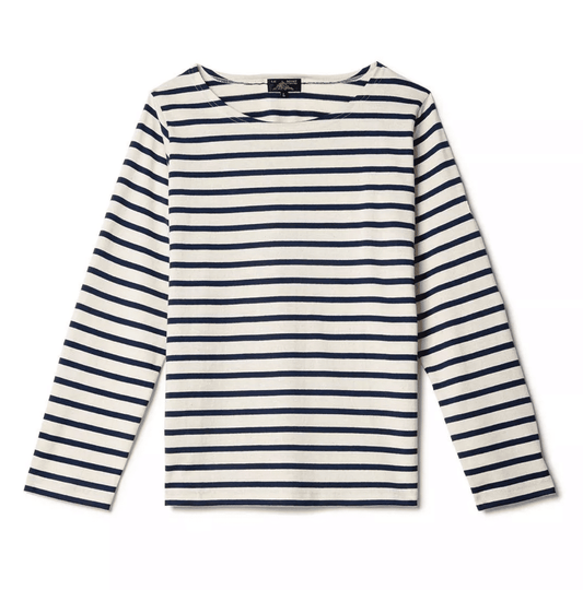 Le Mont Saint Michel - Tilda Long Sleeve T-Shirt, Off White/Navy