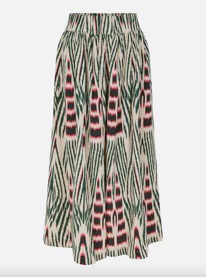 Rabens Saloner - Almas Ikat Full Skirt, Forest Pink/Sand