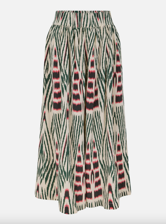 Rabens Saloner - Almas Ikat Full Skirt, Forest Pink/Sand