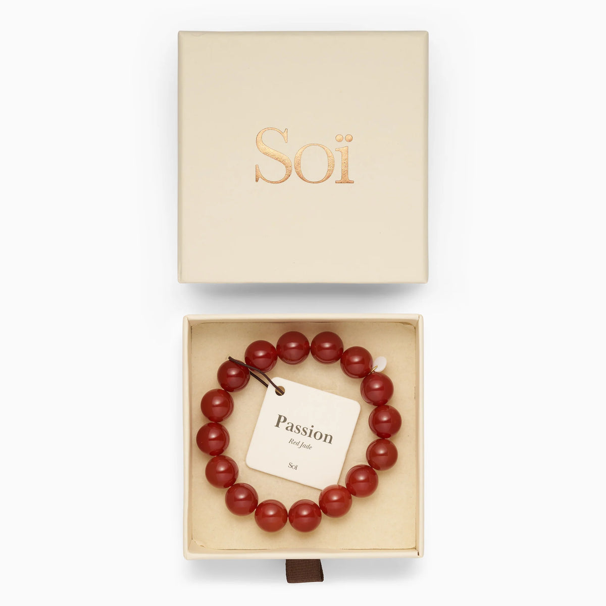 Soï - Chunky Rød Jade Stretch Armbånd