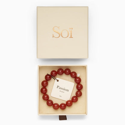 Soï - Chunky Rød Jade Stretch Armbånd