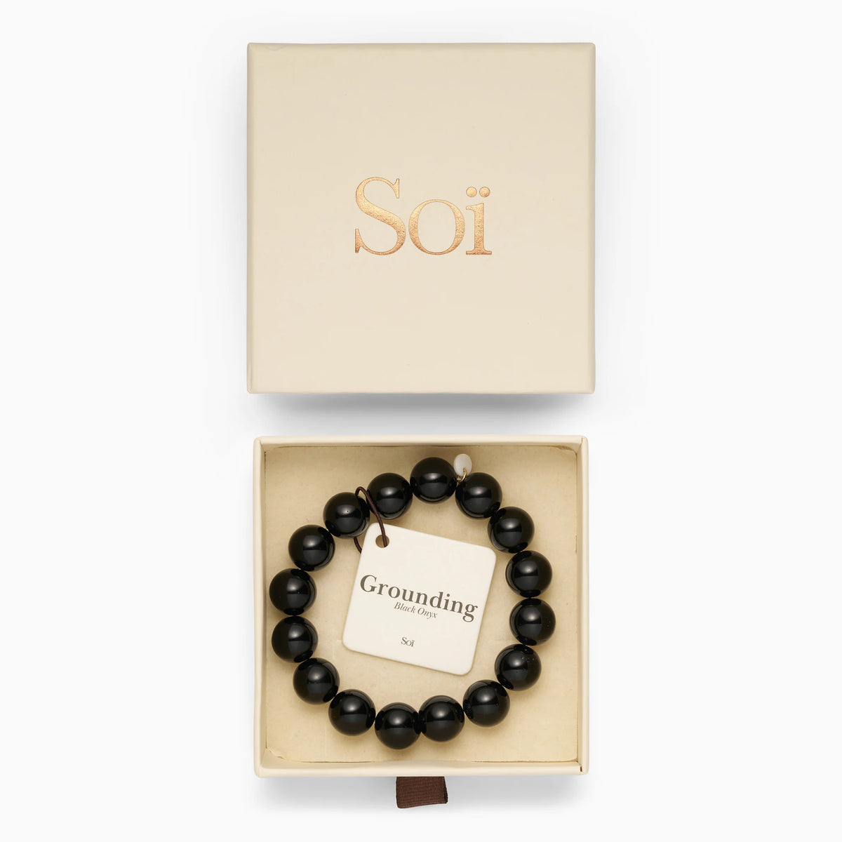 Soï - Chunky Black Onyx Stretch Armbånd