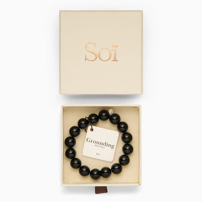 Soï - Chunky Black Onyx Stretch Armbånd