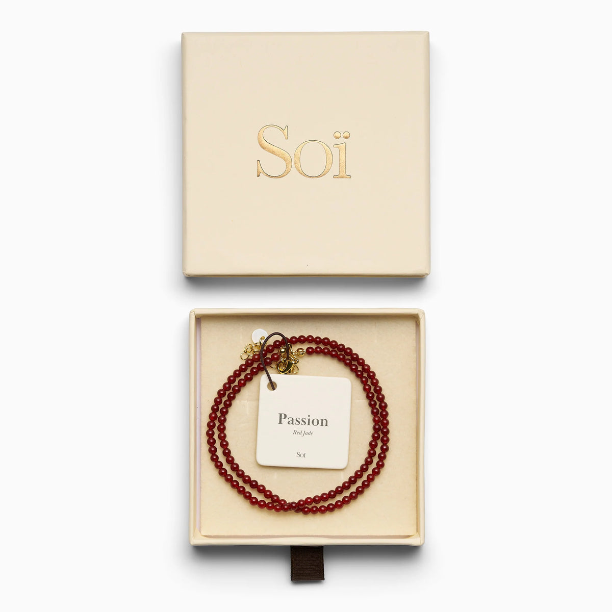 Soï - Luna Rød Jade Halskæde