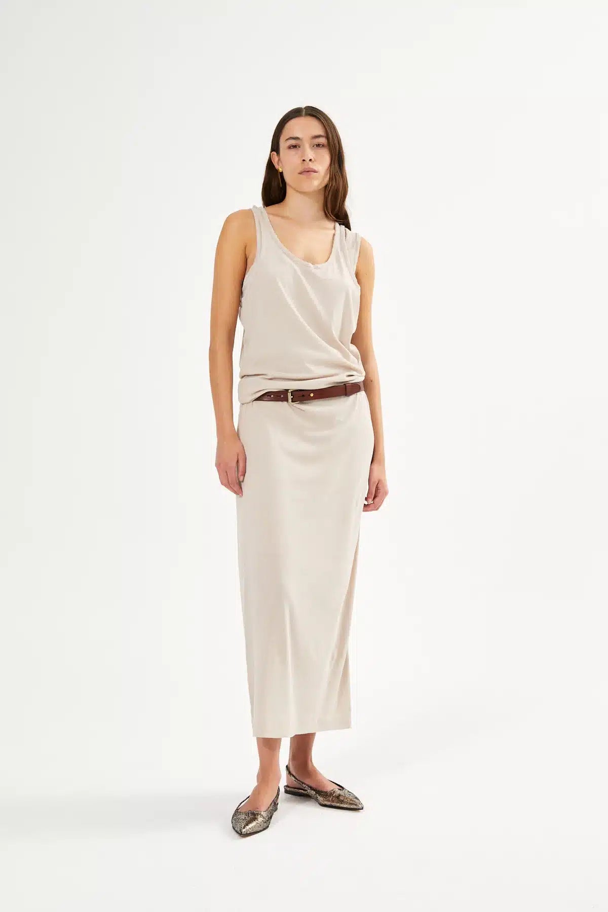 Rabens Saloner - Adelka Leather Slim Belt, Dark Brown