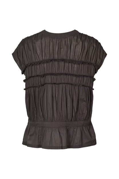 Rabens Saloner - Elenor Voile Frill Top, Liquorice