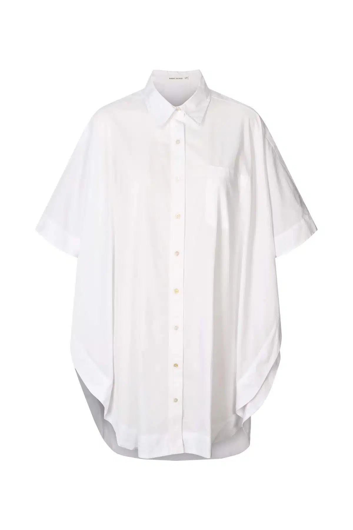 Rabens Saloner - Berta Poplin Curved Hem Shirt Dress, White
