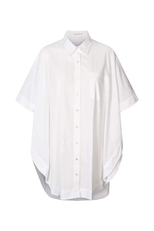 Rabens Saloner - Berta Poplin Curved Hem Shirt Dress, White
