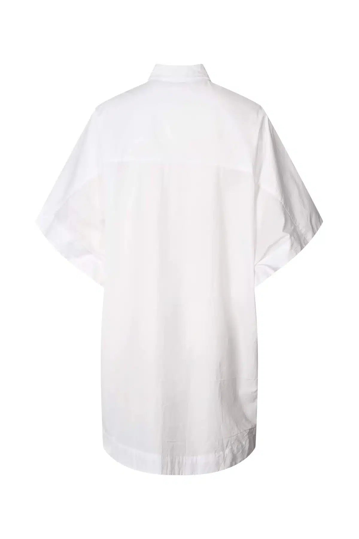 Rabens Saloner - Berta Poplin Curved Hem Shirt Dress, White