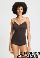 Hanro - Cotton Seamless Spaghetti Top, Dark Mocha