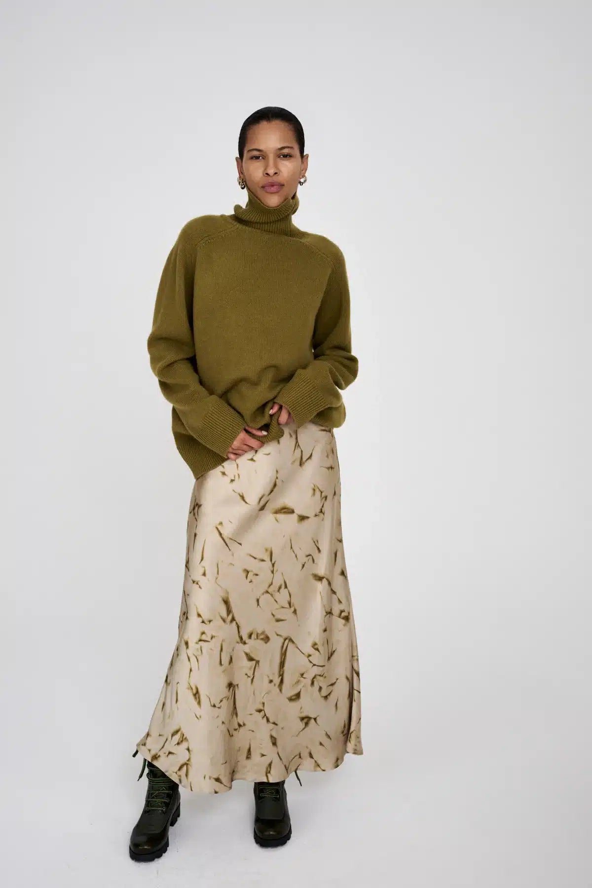 Rabens Saloner - Ellery Crystal Bias Skirt, Powder Fern Combo