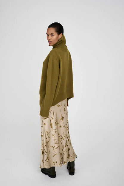 Rabens Saloner - Ellery Crystal Bias Skirt, Powder Fern Combo