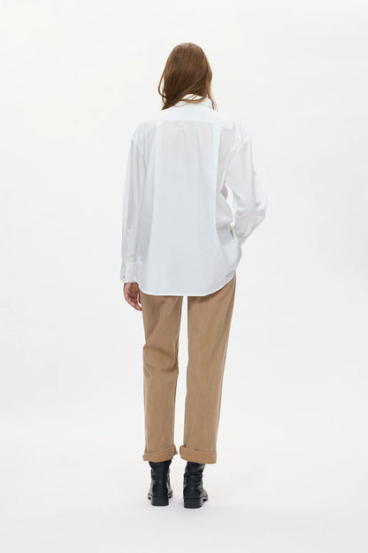 Rabens Saloner - Dim Poplin Front Frill Shirt, White