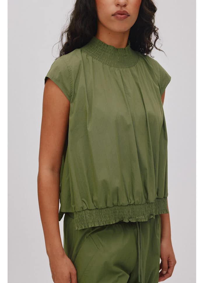 Rabens Saloner - Dori Papery Shirring Top, Shadow
