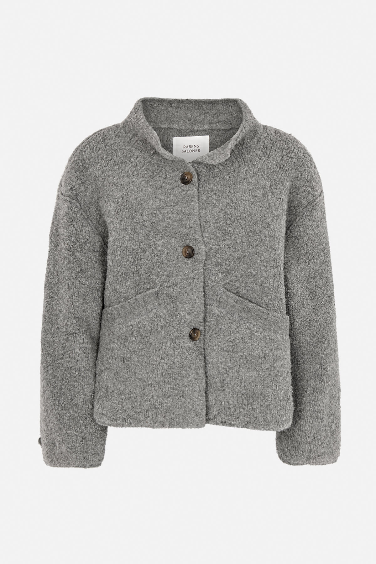 Rabens Saloner - Emel Sheep Knit Reverse Jacket, Grey Melange