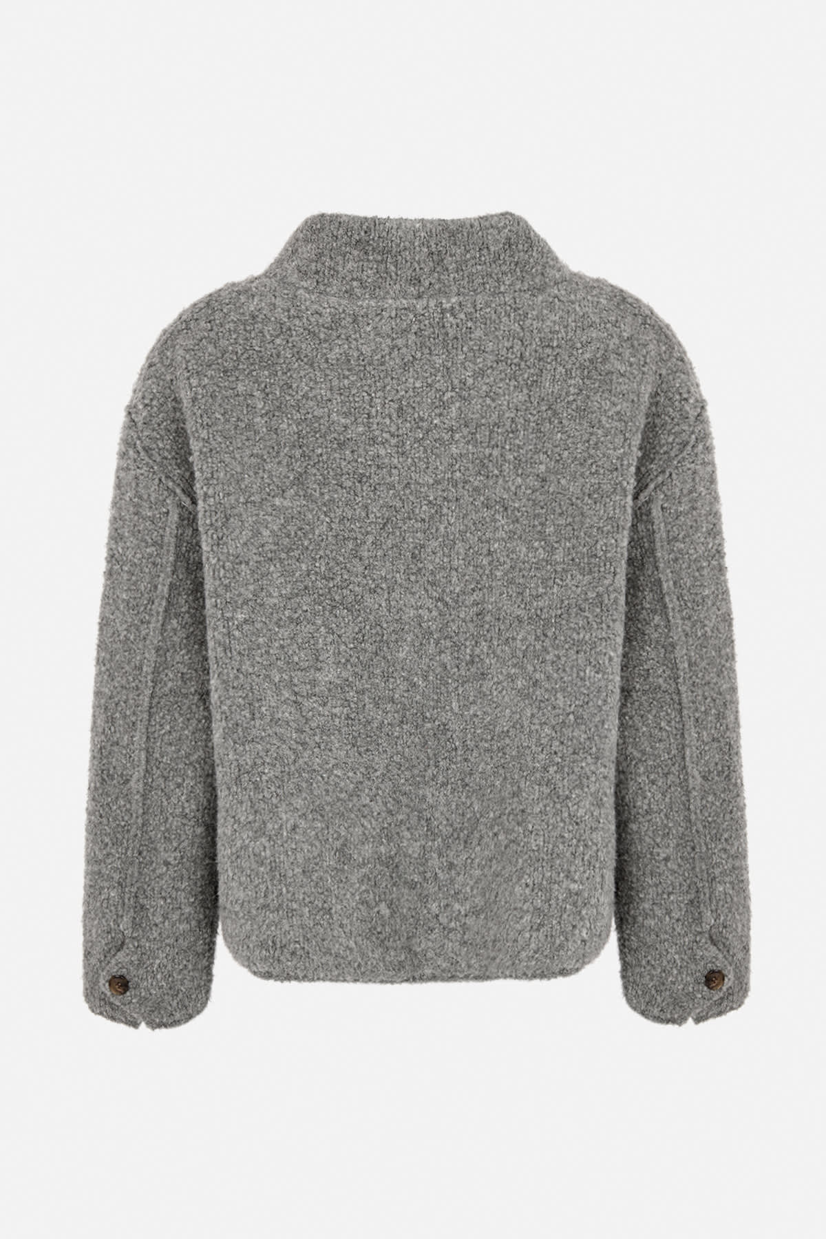 Rabens Saloner - Emel Sheep Knit Reverse Jacket, Grey Melange