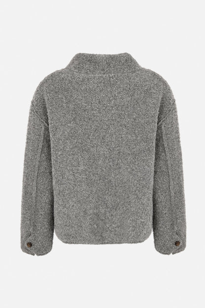 Rabens Saloner - Emel Sheep Knit Reverse Jacket, Grey Melange
