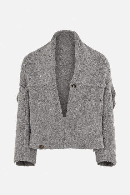 Rabens Saloner - Emel Sheep Knit Reverse Jacket, Grey Melange