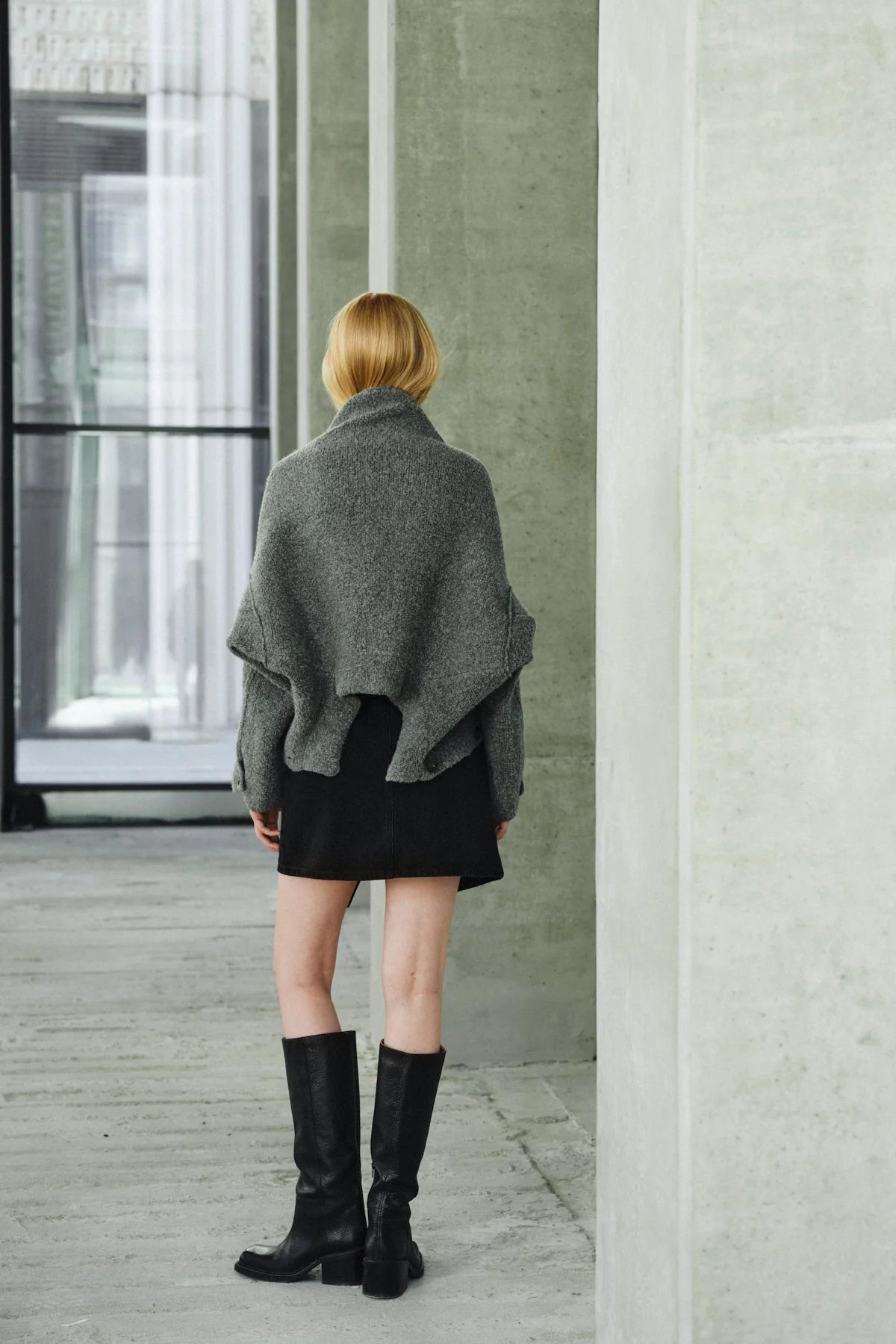 Rabens Saloner - Emel Sheep Knit Reverse Jacket, Grey Melange