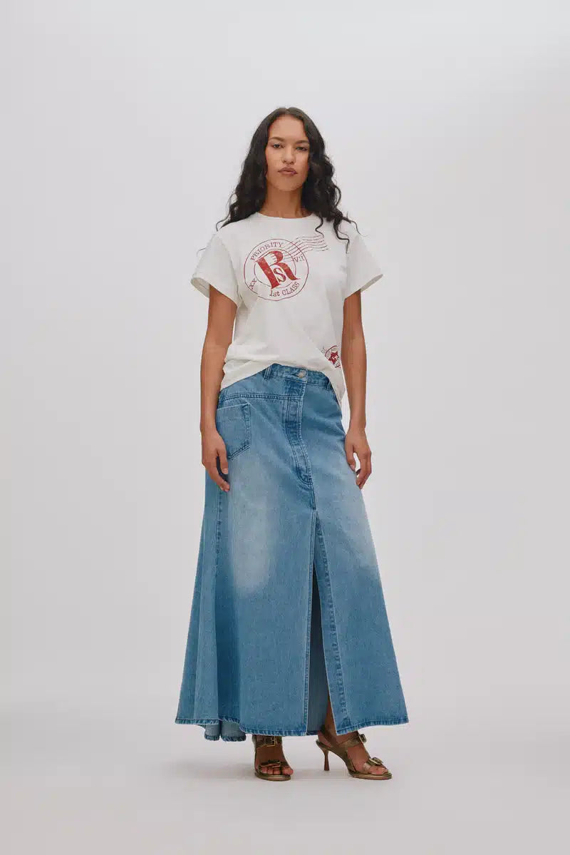 Rabens Saloner - Emmali Denim Long Skirt, Light Washed Denim