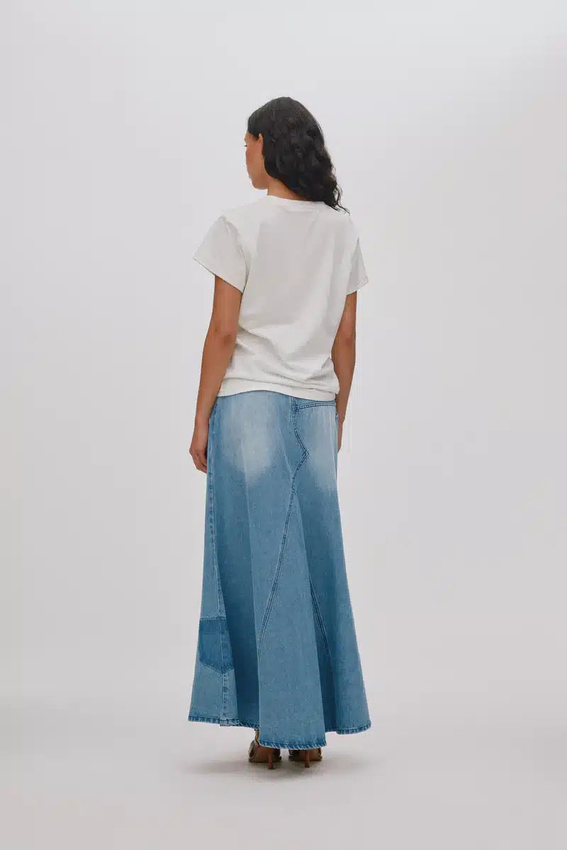 Rabens Saloner - Emmali Denim Long Skirt, Light Washed Denim