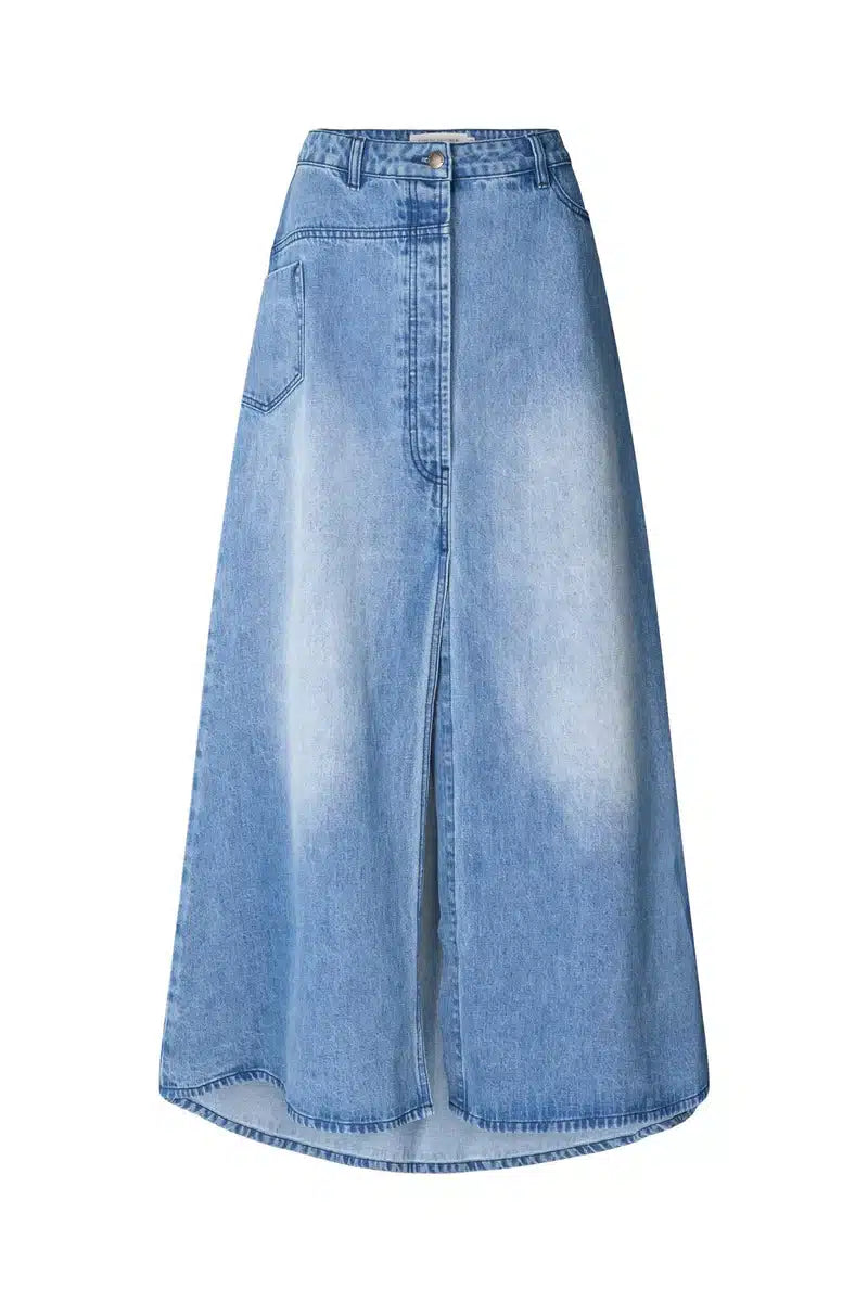 Rabens Saloner - Emmali Denim Long Skirt, Light Washed Denim