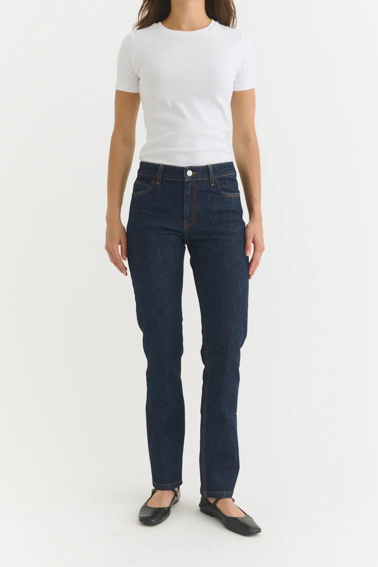 Basic Apparel - Evy Rinse Wash Jeans, Raw Denim
