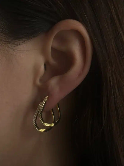 Pico Copenhagen - Amelia Petit Crystal Hoops, Clear/Forgyldt
