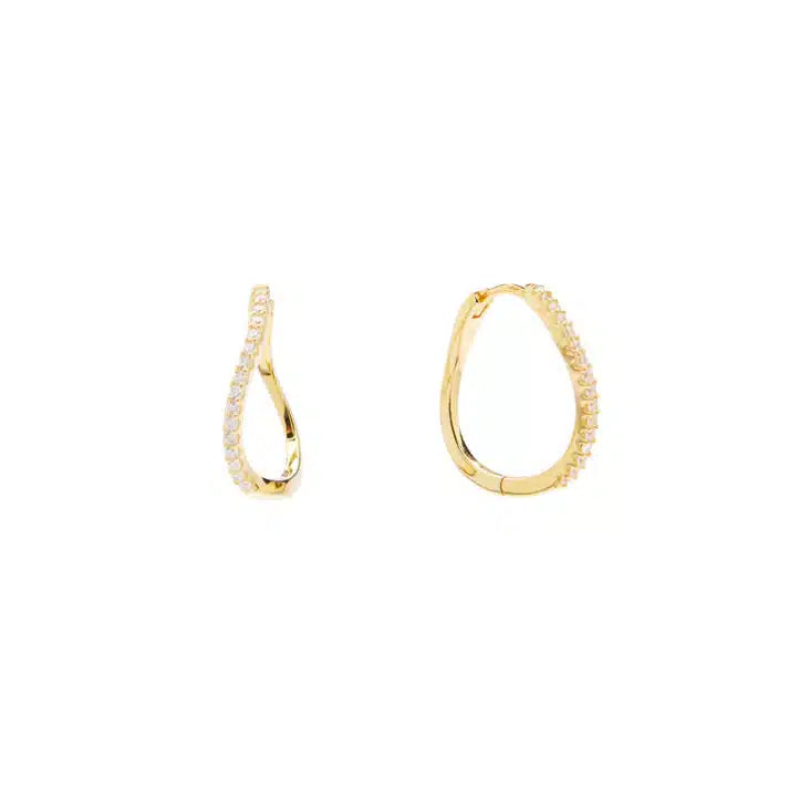 Pico Copenhagen - Amelia Petit Crystal Hoops, Clear/Forgyldt