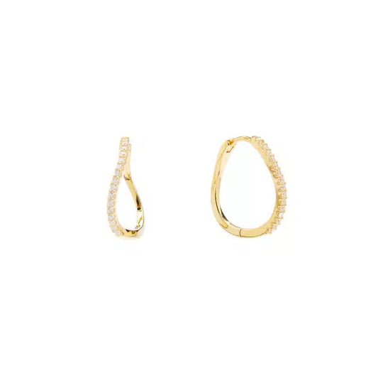 Pico Copenhagen - Amelia Petit Crystal Hoops, Clear/Forgyldt
