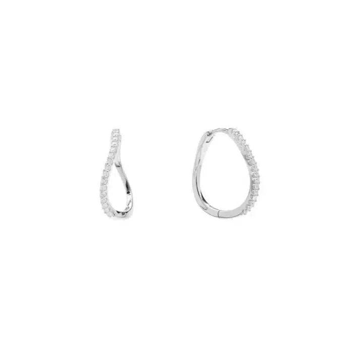 Pico Copenhagen - Amelia Petit Crystal Hoops, Clear/Silver